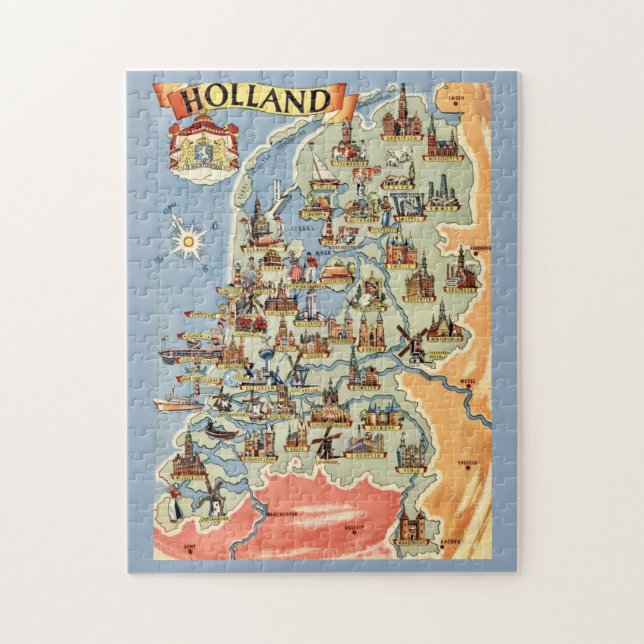 Colorful Holland Map  Pussel (Vertikal)