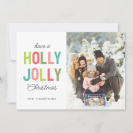 Colorful Holly Jolly| julfoto Julkort