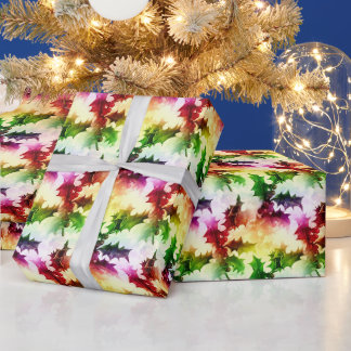 Colorful Holly Mönster Watercolor jul Presentpapper