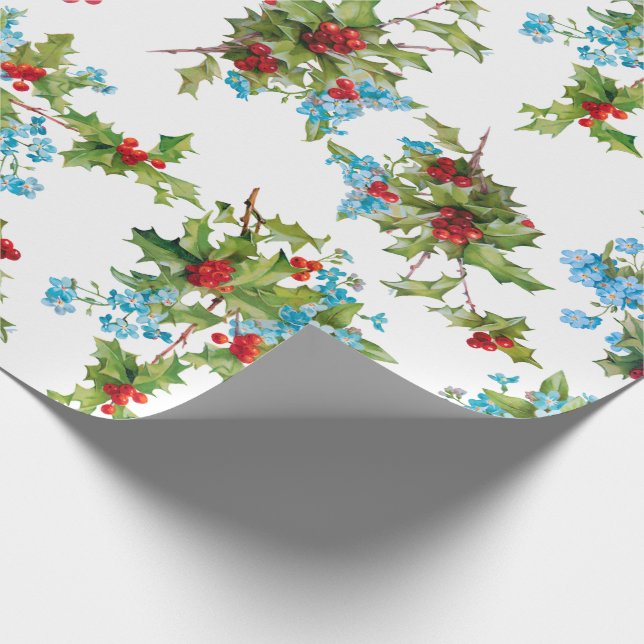 Colorful Holly och Blue Glöm mig Nots Presentpapper (Hörn)