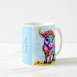 Colorful Holy Diwali Cows in Festive Disguises Kaffemugg