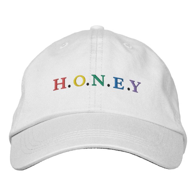 Colorful HONEY Embroidered Baseball Cap Broderad Keps (Framsida)