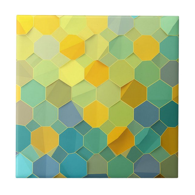 Colorful Honeycomb Geometric Pattern Kakelplatta (Framsidan)