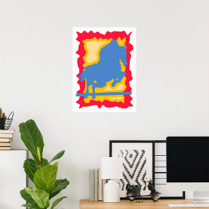 Colorful Horse Jumping Silhouette Equestrian Poster