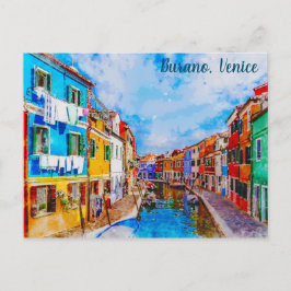 Colorful house on Burano, Venedig, Italien. Vykort