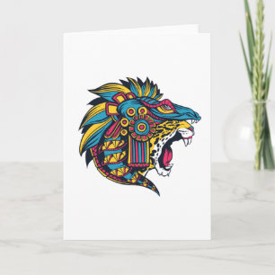 Colorful Huichol Jaguar Kort