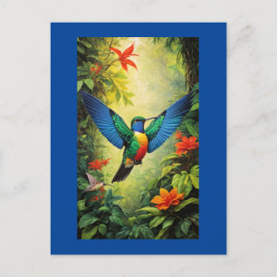 Colorful Hummingbird, blue ram, Vykort