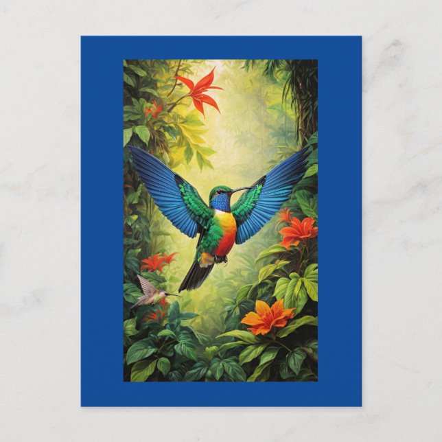 Colorful Hummingbird, blue ram, Vykort (Framsida)