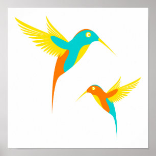 Colorful Hummingbird Teckning Poster