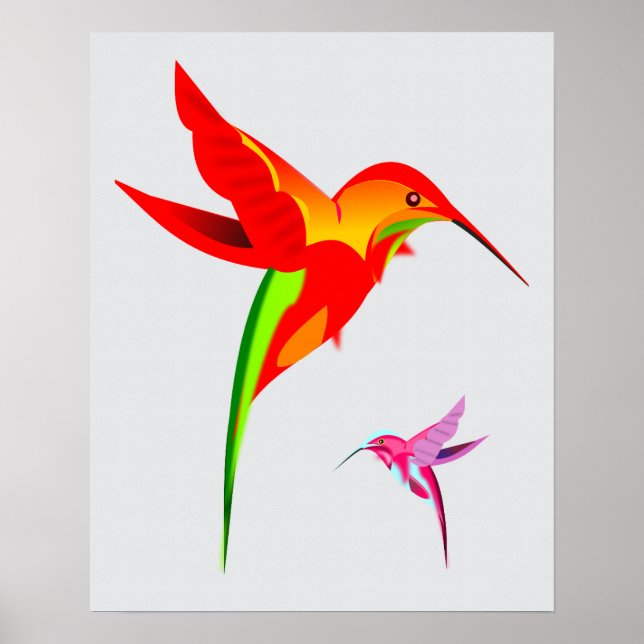 Colorful Hummingbird Teckning Poster (Framsidan)