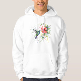 Colorful Hummingbird Watercolor Floral Nature Art Hoodie