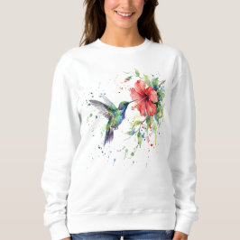 Colorful Hummingbird Watercolor Floral Nature Art T Shirt
