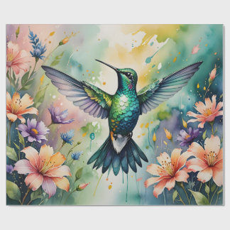 colorful hummingbird wrapping paper presentpapper