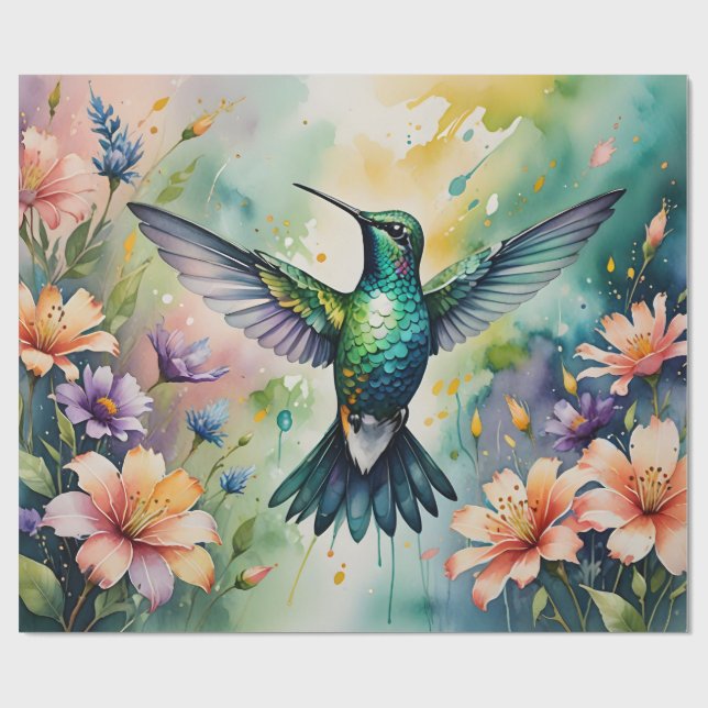 colorful hummingbird wrapping paper presentpapper (Platt)