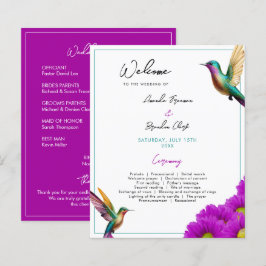 Colorful Hummingbirds Purple Daisies Wedding