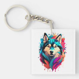 Colorful Husky Hund Head Vibrant Husky Älskare