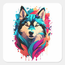 Colorful Husky Hund Head Vibrant Husky Älskare