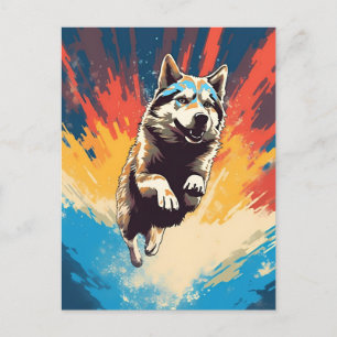 Colorful Husky Vykort