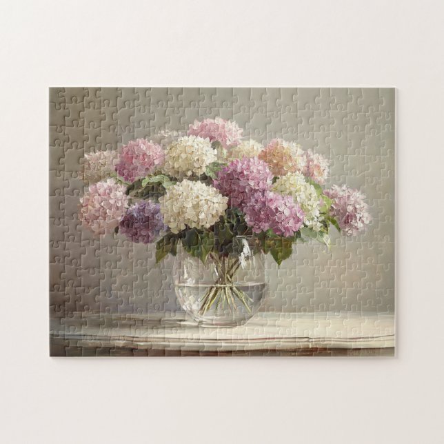 Colorful Hydrangea Bouquet still Life Pussel (Horisontell)