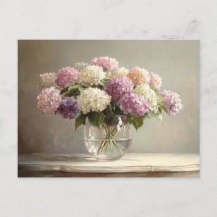 Colorful Hydrangea Bouquet still Life Vykort