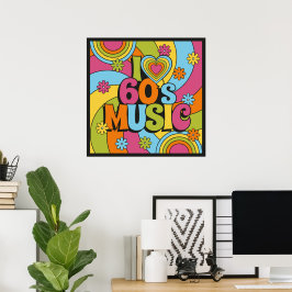 Colorful I Love 60s Music Retro Classic Decor Poster