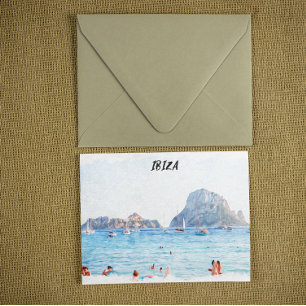 Colorful Ibiza Beach Vacation Souvenir Vykort