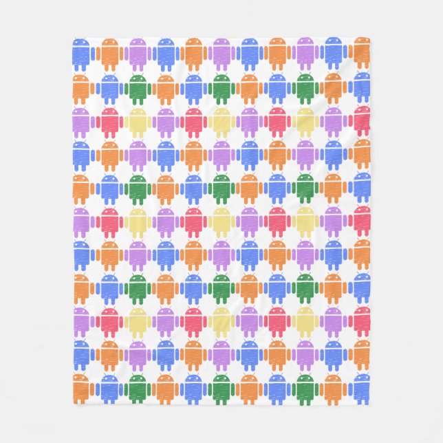 Colorful Illustrated Robot Mönster Fleecefilt (Framsidan)