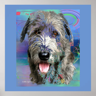 Colorful Irish Wolfhound Artwork Poster