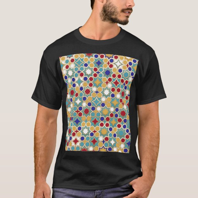 Colorful Islamic Mosaic Seamless Mönster T Shirt (Framsida)