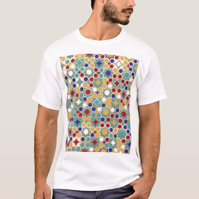 Colorful Islamic Mosaic Seamless Mönster T Shirt (Framsida)