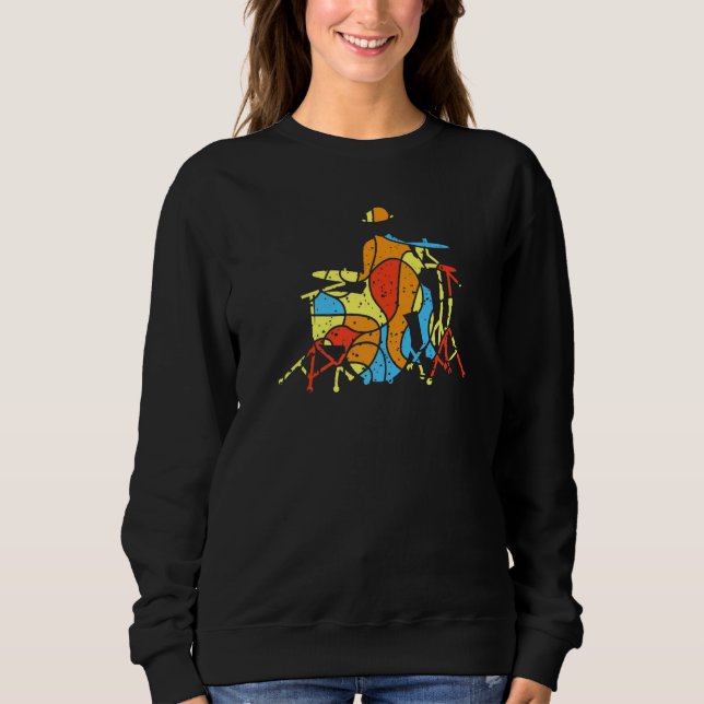 Colorful Jazz Drummer Modern Stil T Shirt (Framsida)