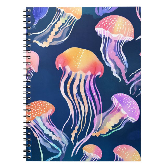 Colorful Jellyfish | Ocean Animal Watercolor Anteckningsbok (Framsidan)