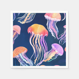 Colorful Jellyfish | Ocean Animal Watercolor Pappersservett