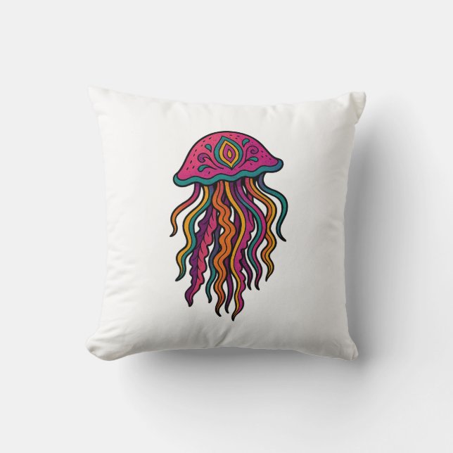 Colorful Jellyfish Throw Pillow Kudde (Framsida)