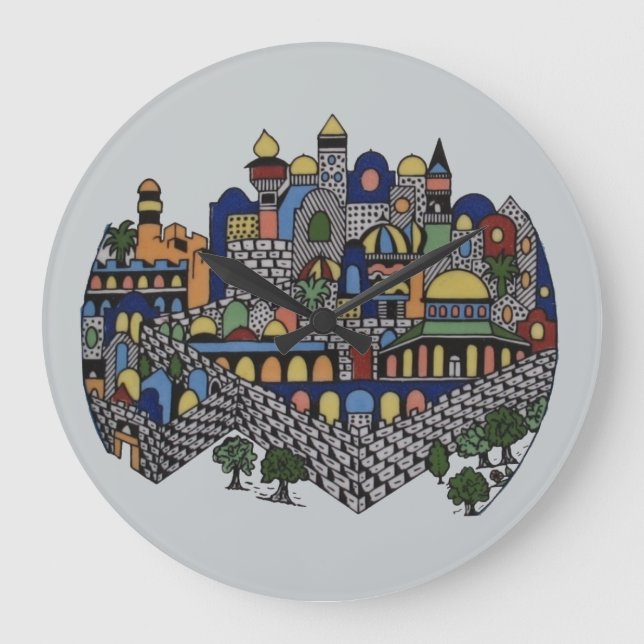 Colorful Jerusalem Stor Klocka (Framsida)