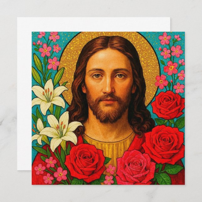 Colorful Jesus Greeting Card. (Fram/baksida)