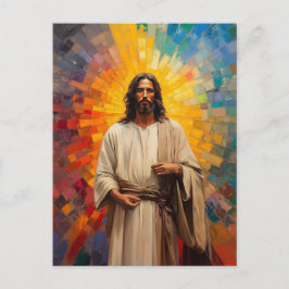Colorful Jesus Kristus Porträtt Abstrakt Mosaic Ar Vykort