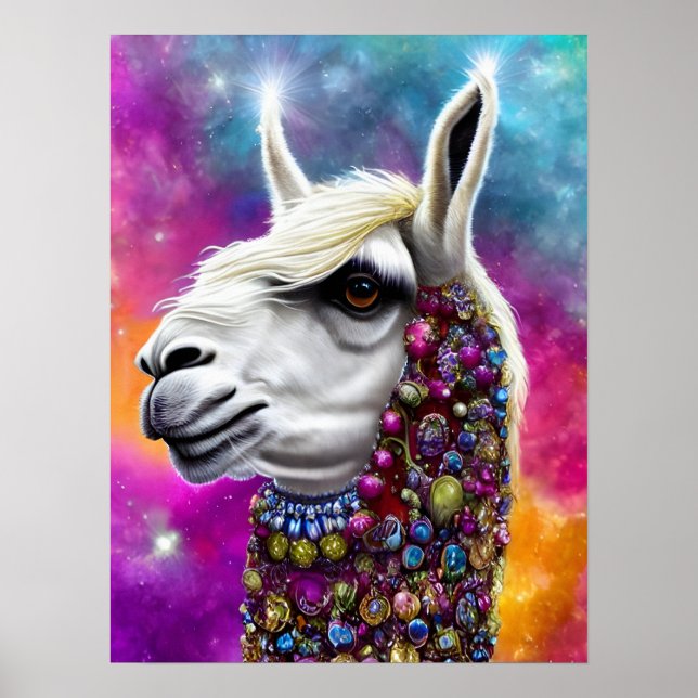 Colorful Jeweled Llama Poster (Framsidan)