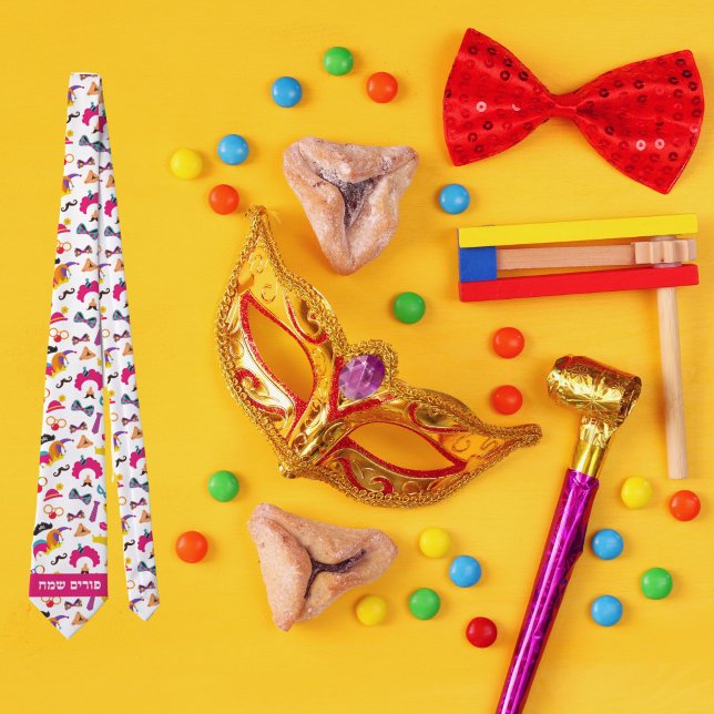 Colorful Jewish Helgdag Hebrew Lycklig Purim Tie Slips (Skapare uppladdad)