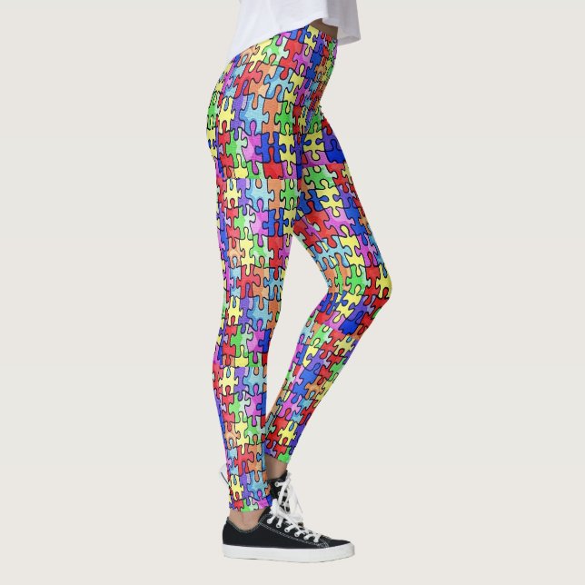 Colorful Jigszawa Puzzle Delar Leggings (Höger)