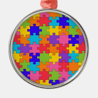 Colorful Jigszawa Puzzle Delarare Lycklig Puzzler Julgransprydnad Metall