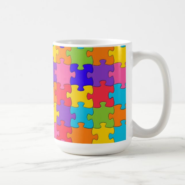 Colorful Jigszawa Puzzle Delarare Lycklig Puzzler Kaffemugg (Höger)