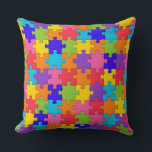 Colorful Jigszawa Puzzle Kudde<br><div class="desc">Söt ljusa färger om ett pussel mönster täcker dessa fantastisk-kuddar. Plocka stil. Detta är också symbolen för autism. Klicka på anpassa den om du vill lägga till text.</div>