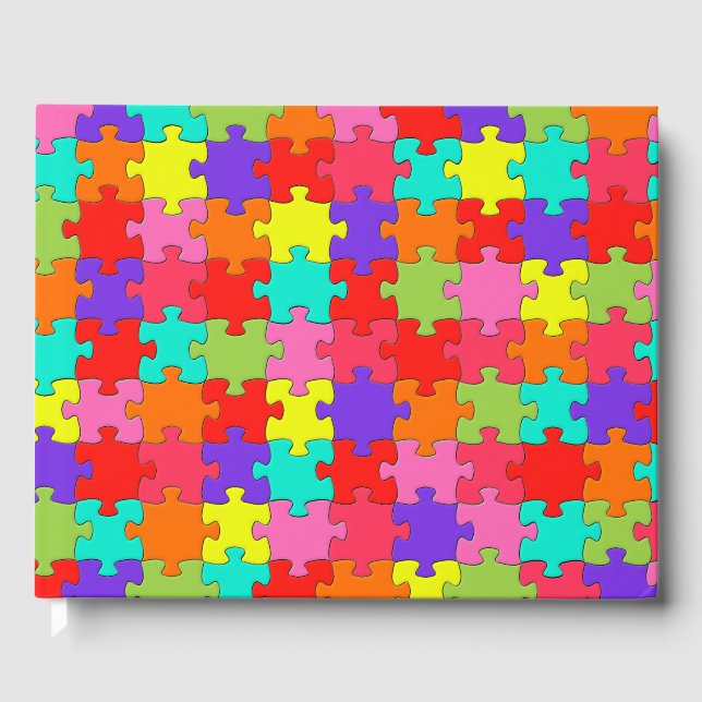 Colorful Jigszawa Puzzle Mönster Gästböcker (Framsida)