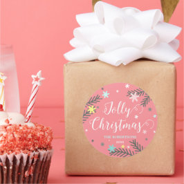 Colorful Jolly Jul Helgdag Gift Runt Klistermärke