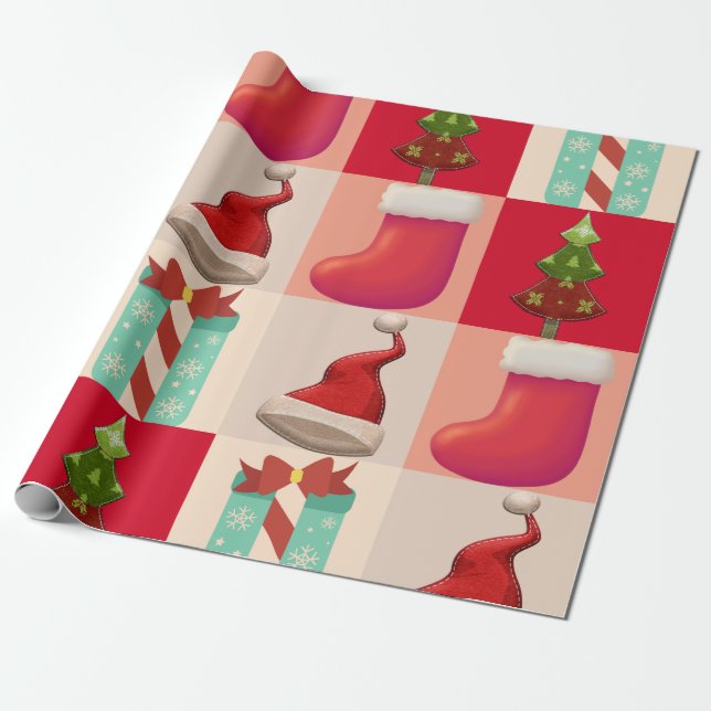 COLORFUL JULKLAPP SANTA CANDY TRÄD PRESENTPAPPER (Utrullad)