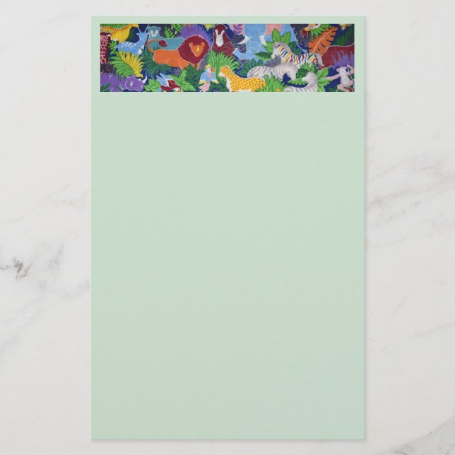 Colorful Jungle Animals Stationery Brevpapper (Framsida)