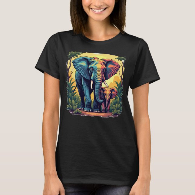 Colorful Jungle Elephants Women's T-Shirt (Framsida)