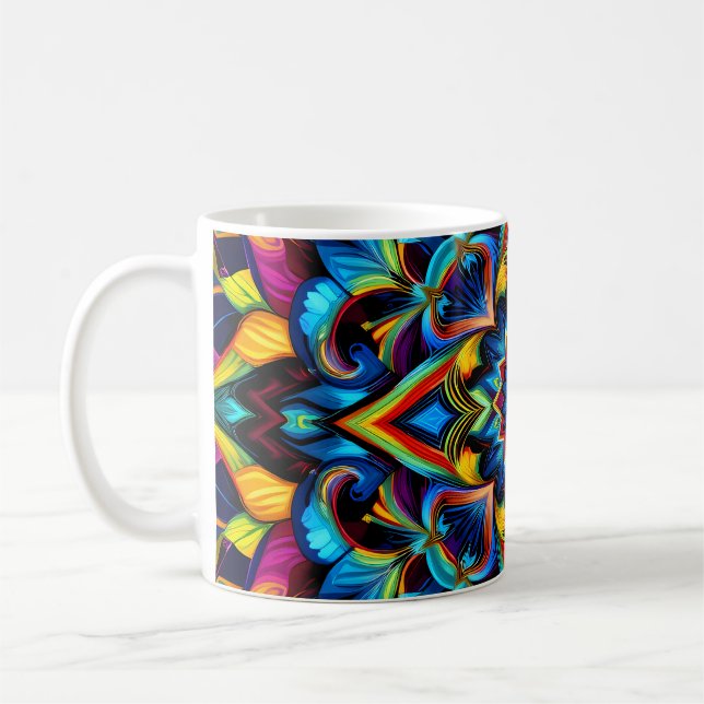 Colorful Kaleidoscope Mandala Design Mugg, Pillow  Kaffemugg (Vänster)