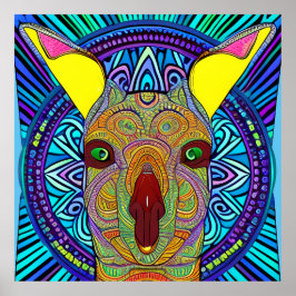 Colorful Kangaroo Mandala Unik intressant Poster